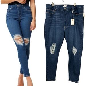 NWT Good American Always Fits Skinny Jeans Distressed Blue05, Size 28-32